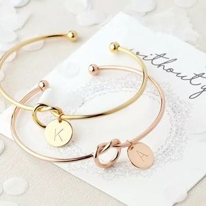 Gold Monogram Initial Letter Bracelet